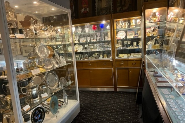 Cases of Displays inside the Museum of Freemasonry in Sydney